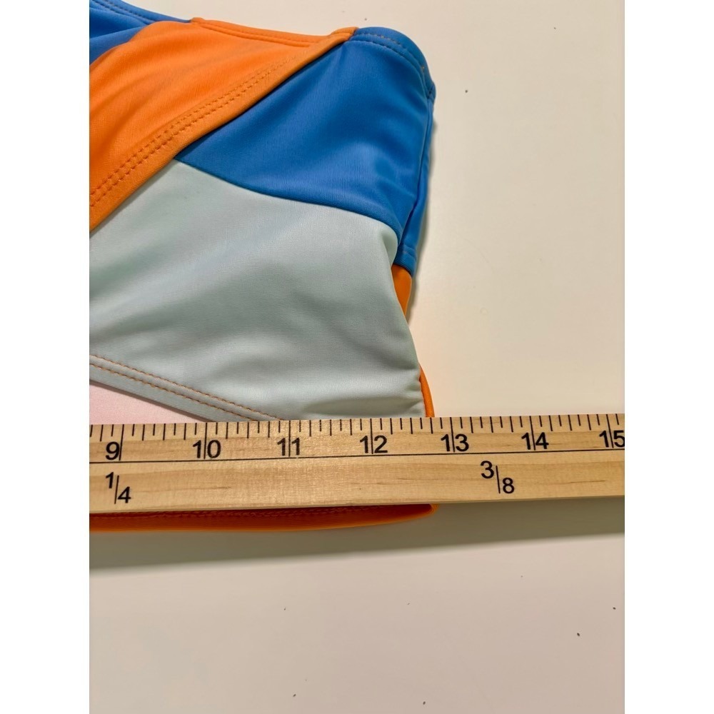 Nani Swimwear - Two-Tone Blue & Orange One-Shoulder Bikini Top - Picture 5 of 8